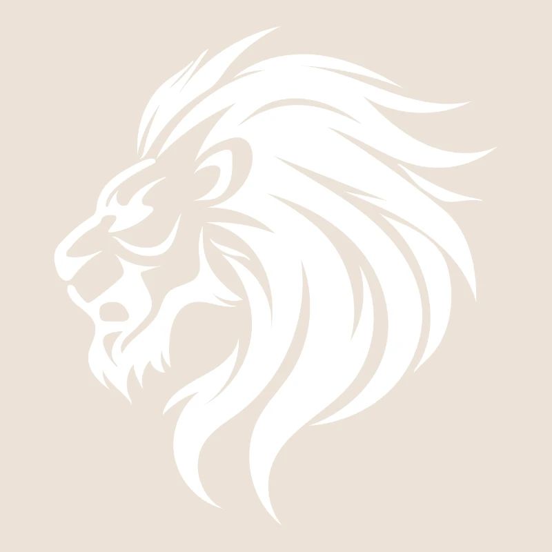 Angry Lion Head Tattoo Style Blowing Mane