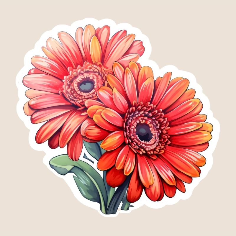 Gerbera Marguerites 2 Fleurs