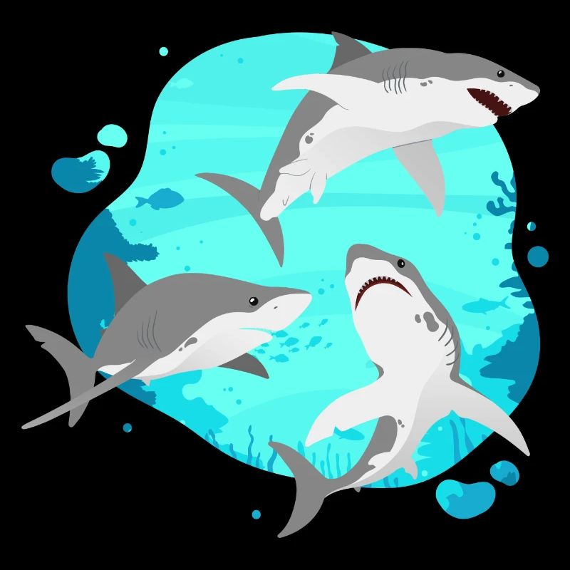 Groupe De Requins - Requin Expert De La Vie De L’océan Drôle
