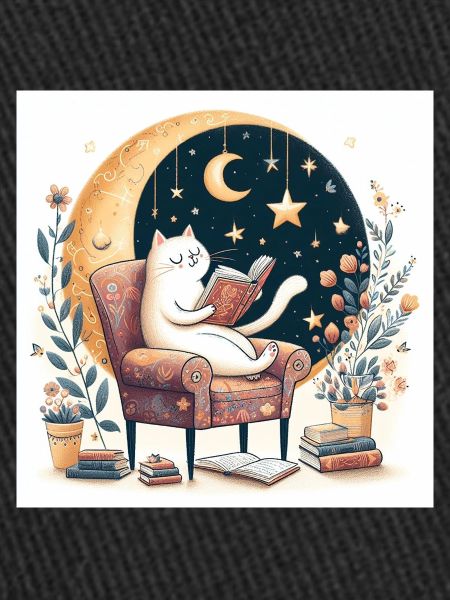 cat reading a book