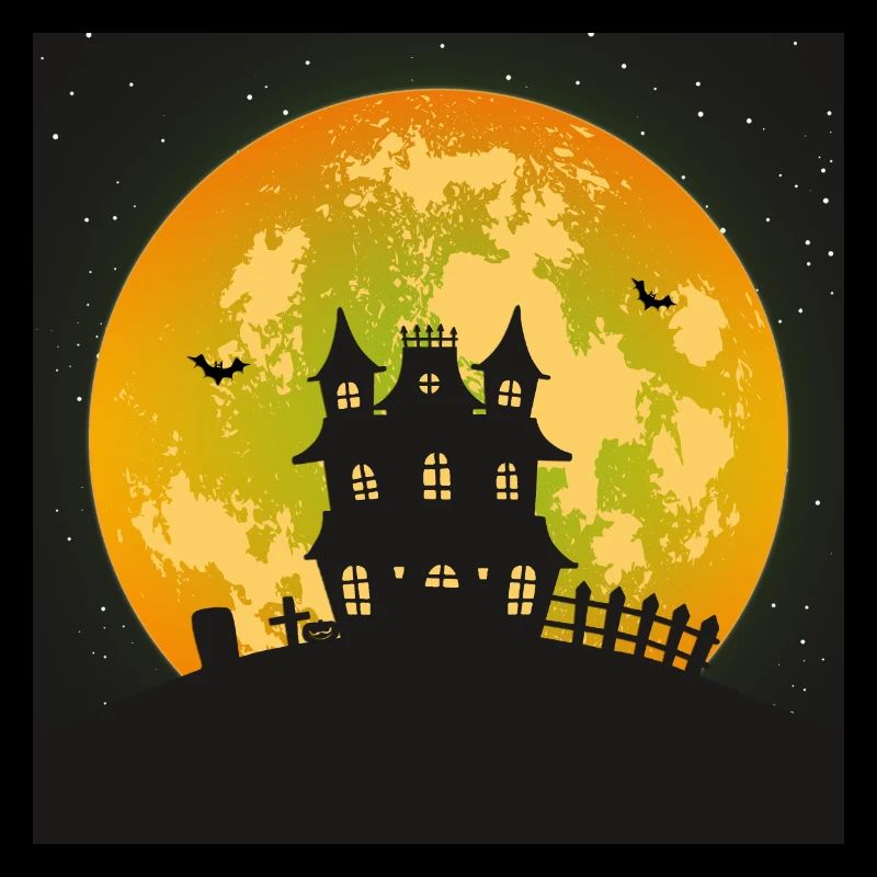 Maison hantée effrayante avec pleine lune