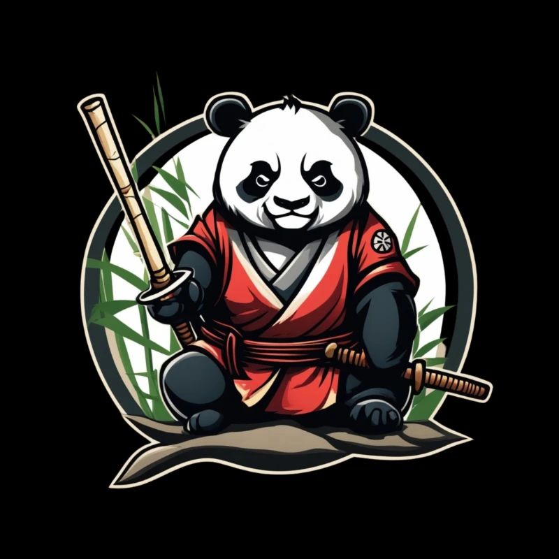 Panda Samouraï dans son jardin