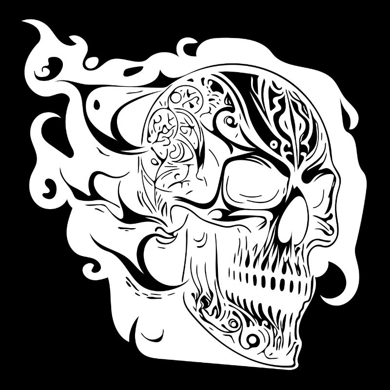 Crâne de feu Tattoo Style Portrait