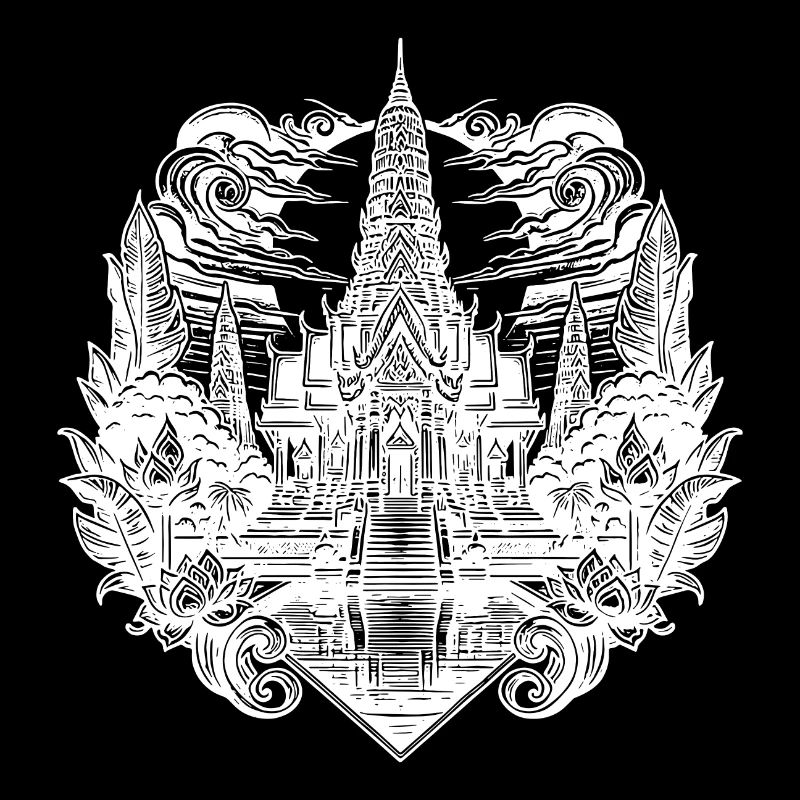Mondschein hinter exotischem Thailand Tempel