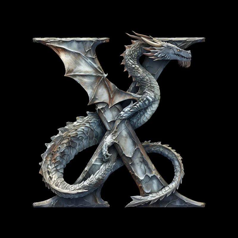 Buchstabe "X" im Drachendesign.