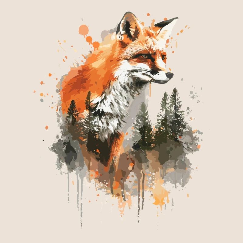 Renard aquarelle, Fox