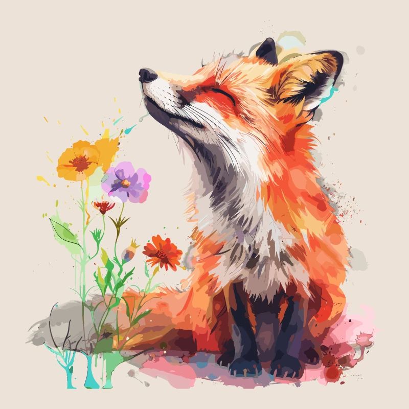 Renard aquarelle, Fox