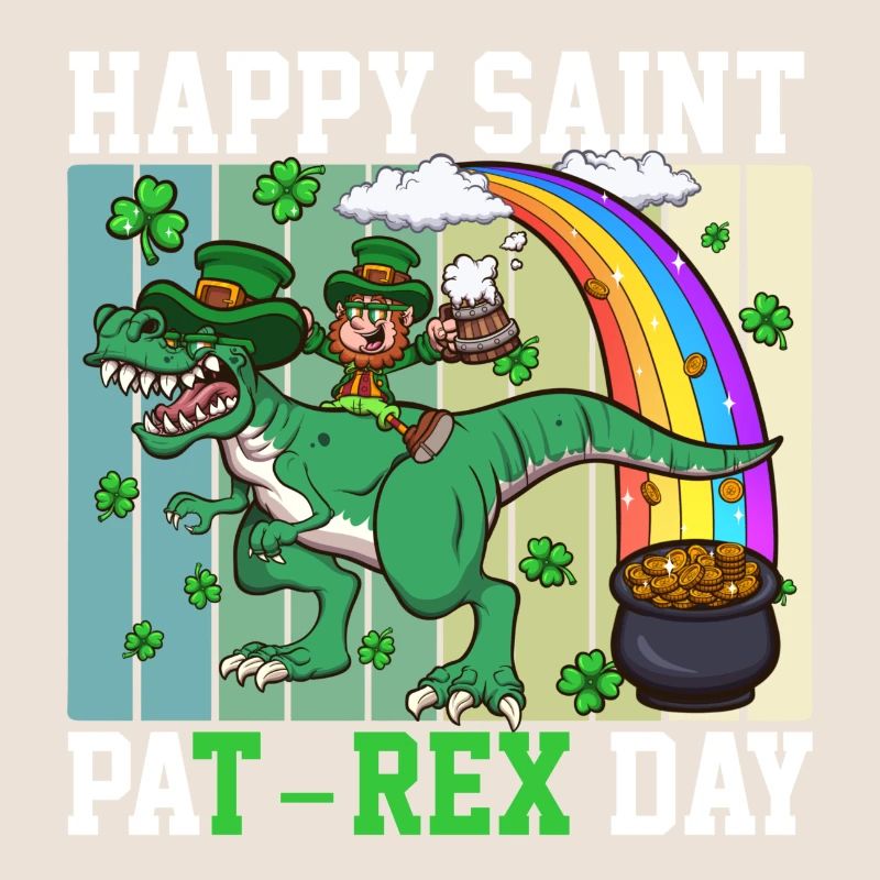 Joyeux lutin de la Saint-Pat-Rex avec T-Rex