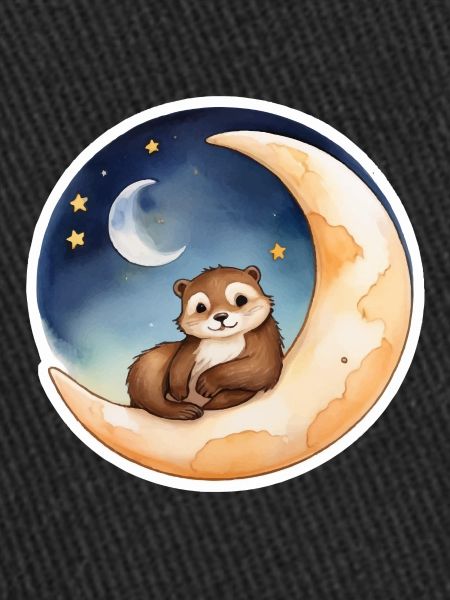 Loutre assise dans la lune