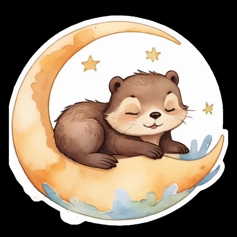 Otter sitting in the moon