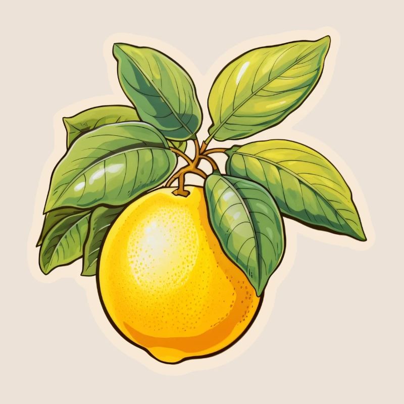 Lemon with leaf