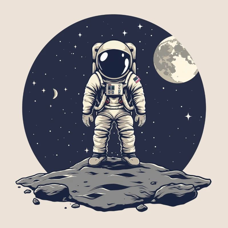 Astronaut Frontal Asteroid Moon Background