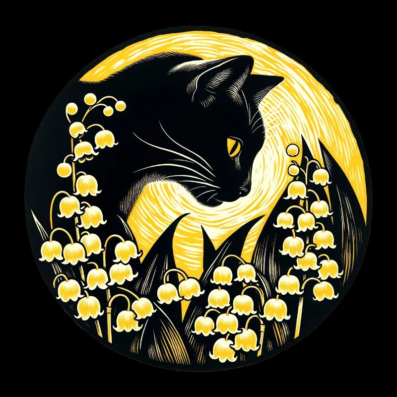 Chat noir muguet de la vallée