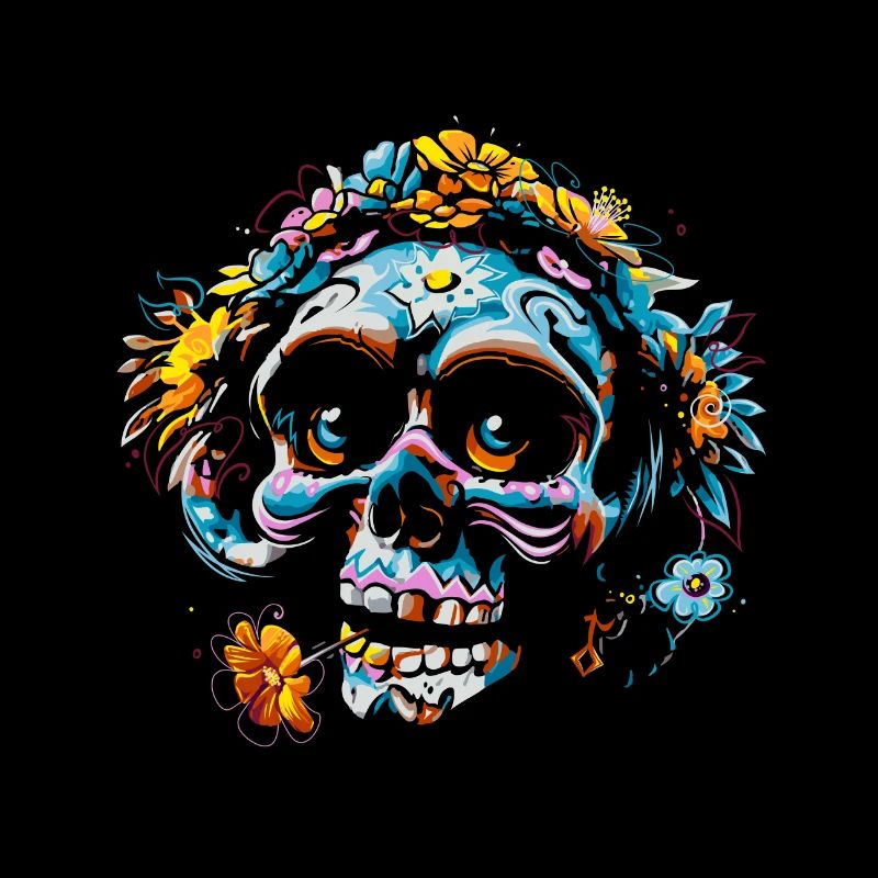 Skull flowers calavera