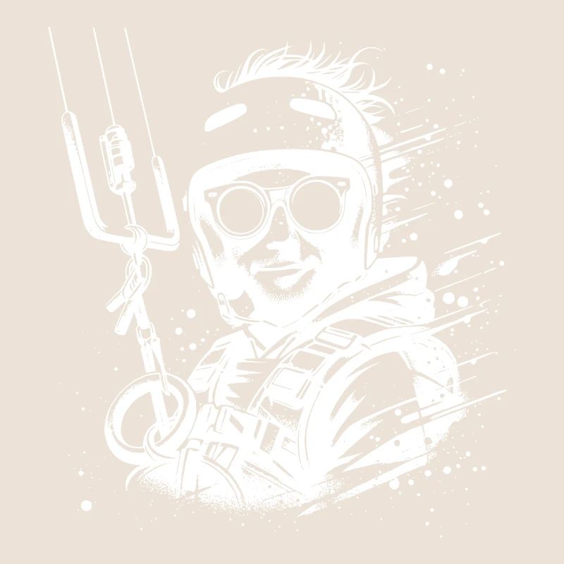 Cool kite surfer man wind surfing in the sky