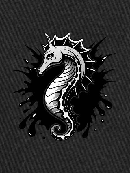 Seahorse Black White