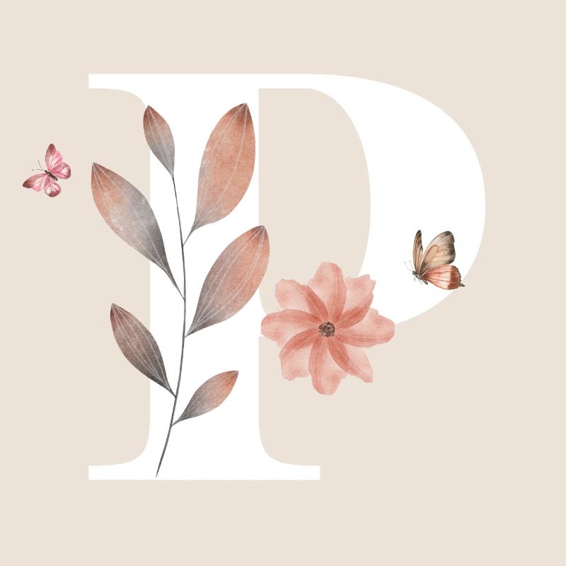 Buchstabe p Wildblumen Aquarelle
