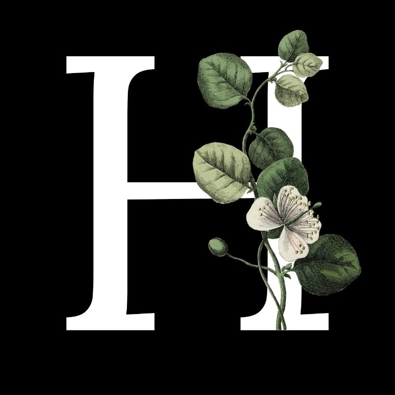 lettre h botanique vert