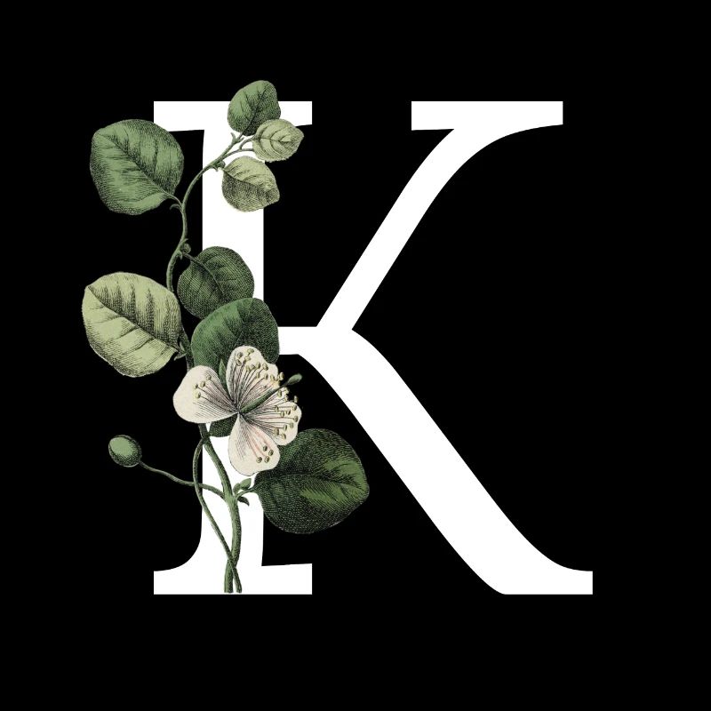 Green Botanical Letter K