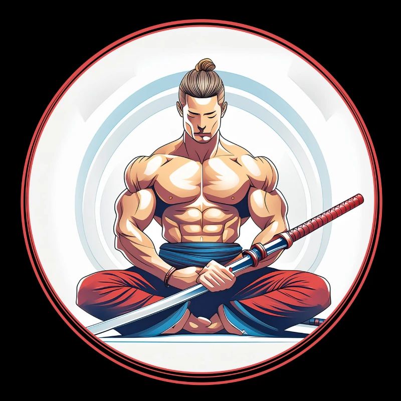 Meditierender Samurai mit Katana