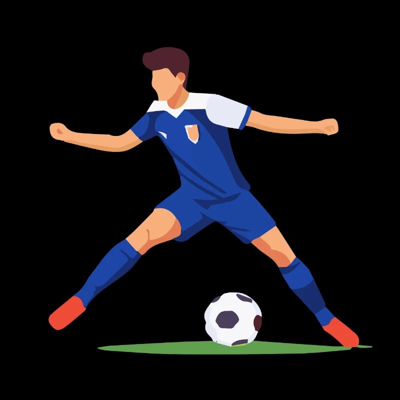 Footballeur avec maillot bleu