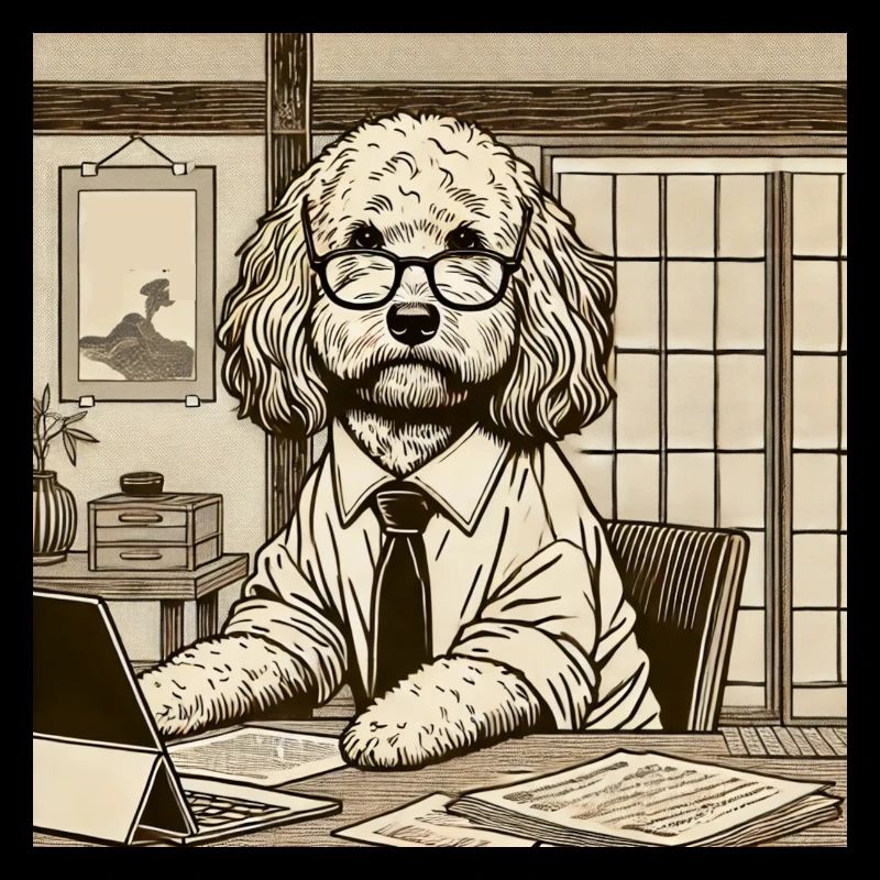 Japan Ukijo e Stil Schreibtisch Cockapoo