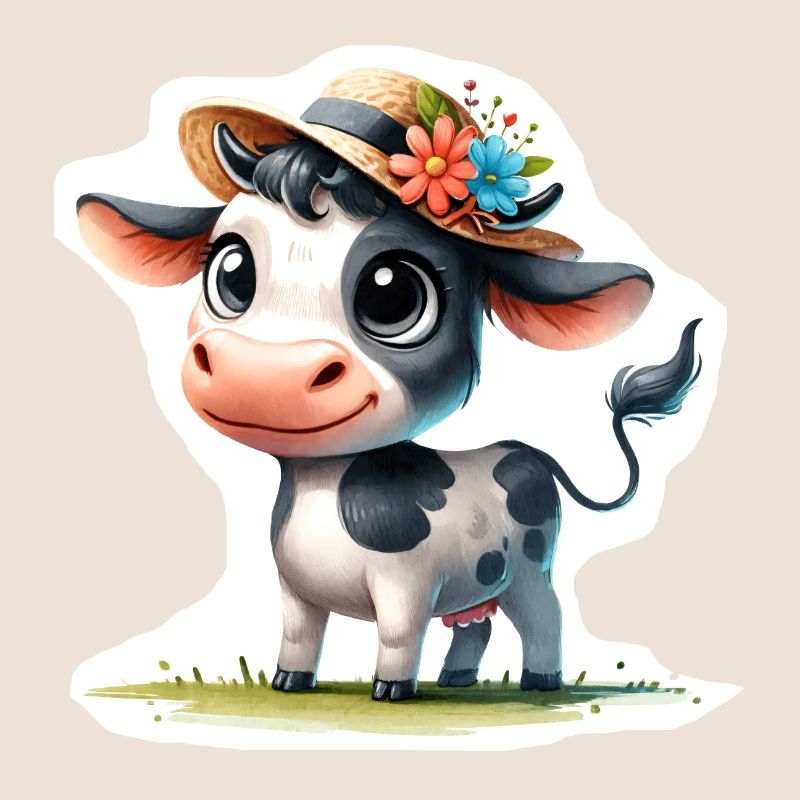 Kälbchen mit Strohhut