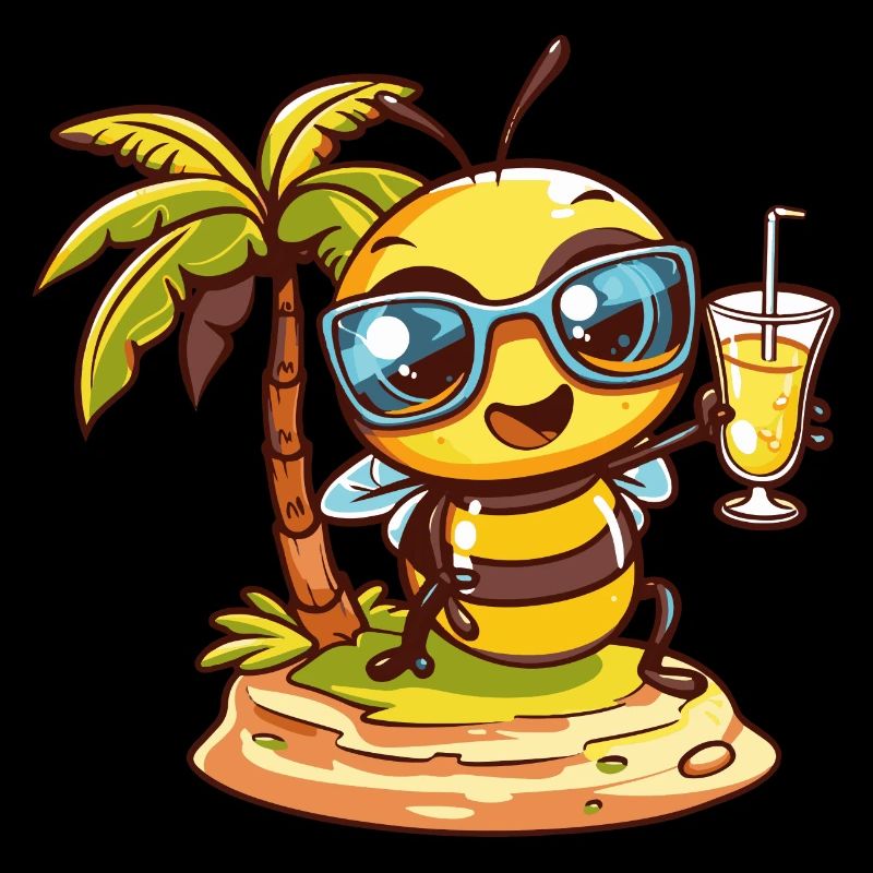 Biene Sommer Strand Comic