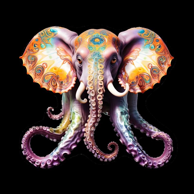 Psychedelischer Goa Elefanten Oktopus