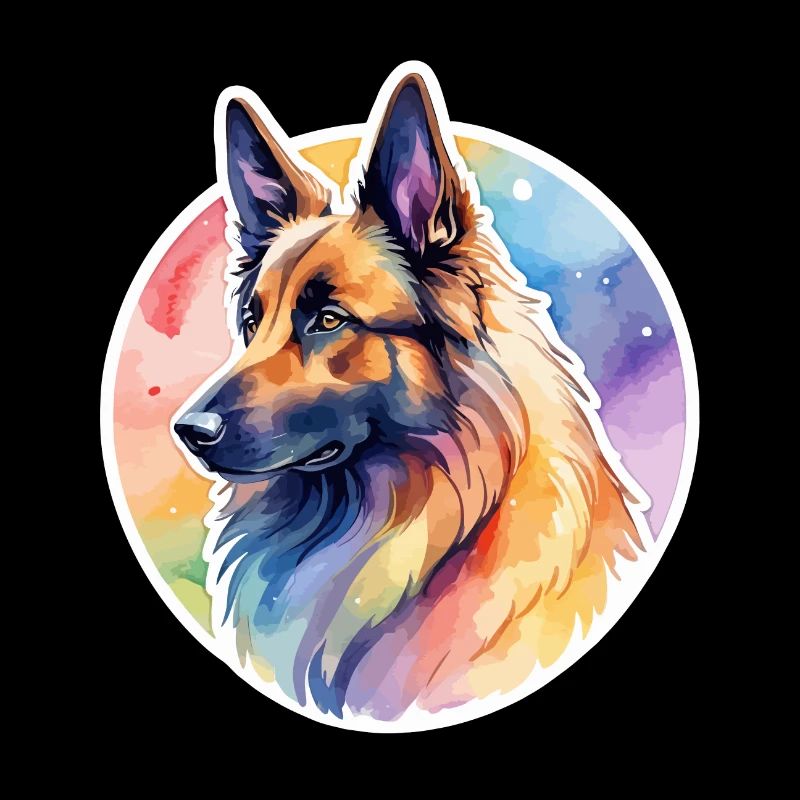 Belgischer Schäferhund Wasserfarben