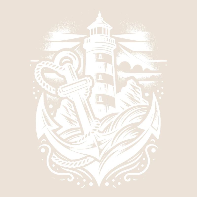 Phare côtier avec ancre et feu