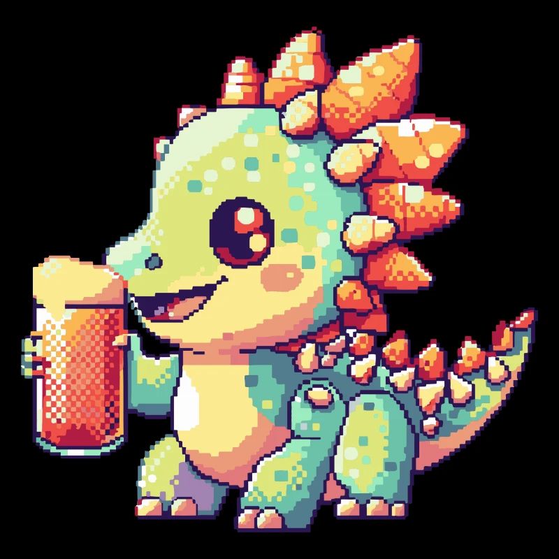 Dinosaure stégosaure bière pixel