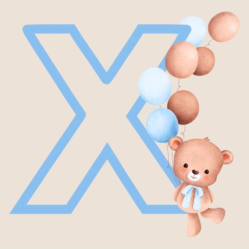 Blauer Buchstabe x Bär