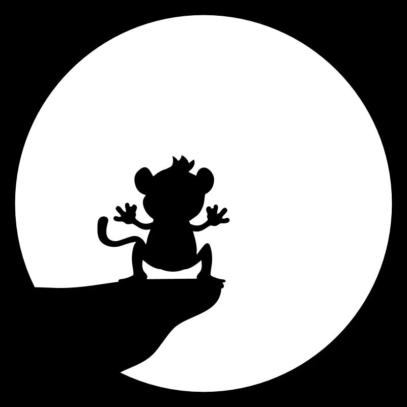 Werwolf Affe Silhouette Klippe Mond Sonne Nachts