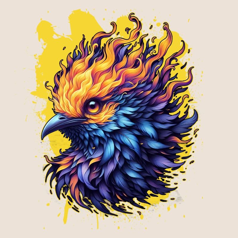 Fiery Phoenix Bird Art