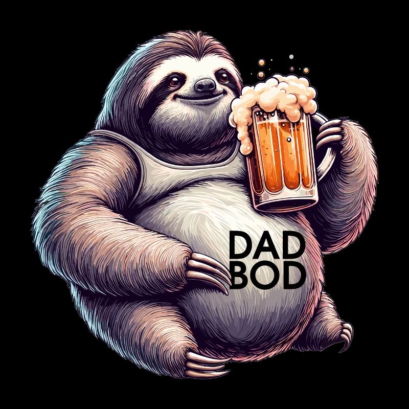Dad Bod Bierbauch Bier Faultier Geschenk
