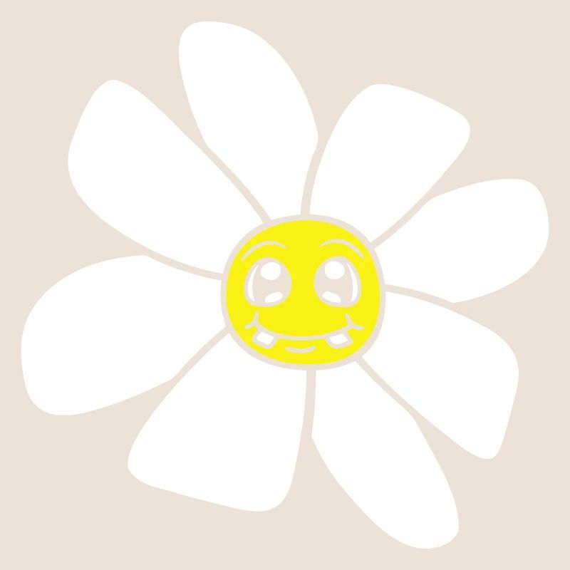 Petit drôle de fleur heureuse visage dessin animé