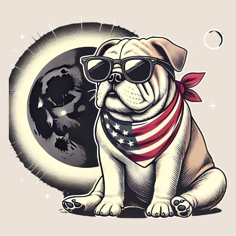 Patriotic Bulldog Solar Eclipse