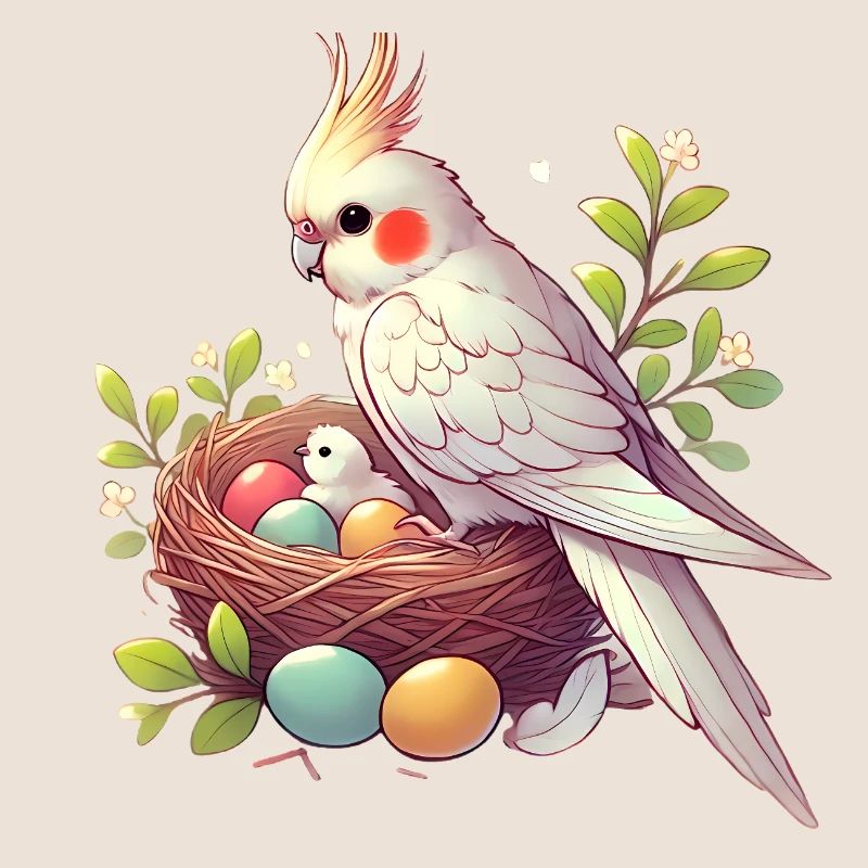 Nid de calopsitte avec des œufs Illustration