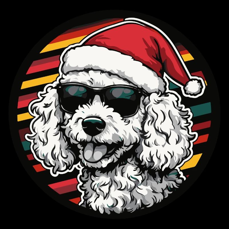 Caniche chien Noël cool