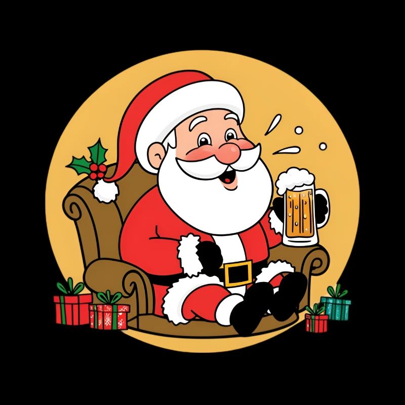 Santa Claus Weihnachtsmann trinkt Bier Comic