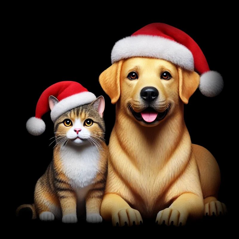 Corgi et chat de Noël