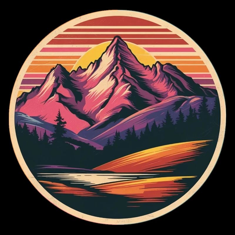 Retro Mountains Landscape