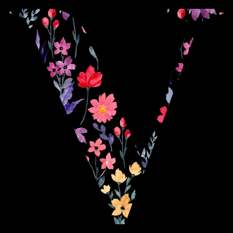 Personalisierter Blumenbuchstabe V - Geschenkidee