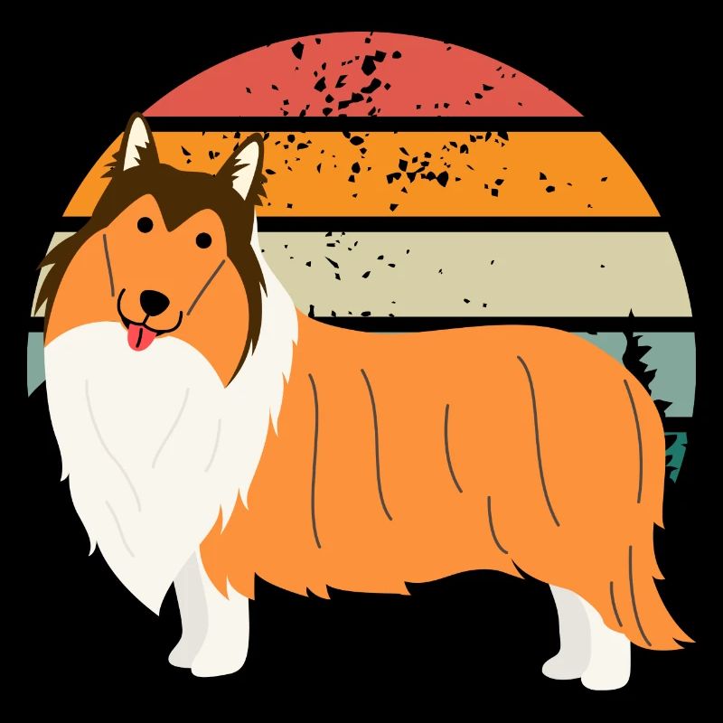 Border collie Retro sunset