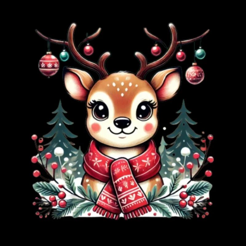 Renne avec écharpe – T-shirt de Noël festif