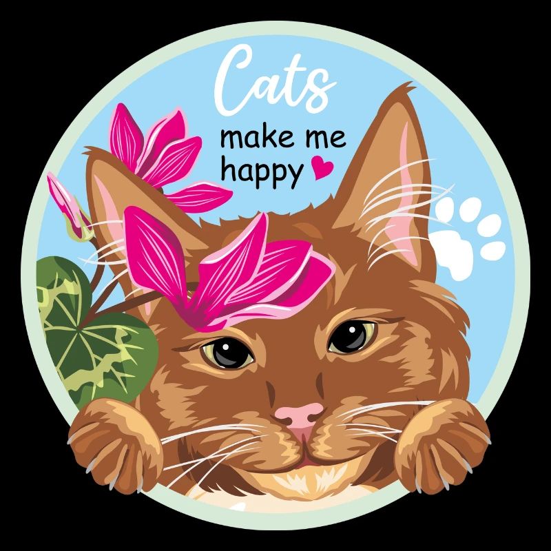 Chat roux avec des fleurs Les chats me rendent heureux