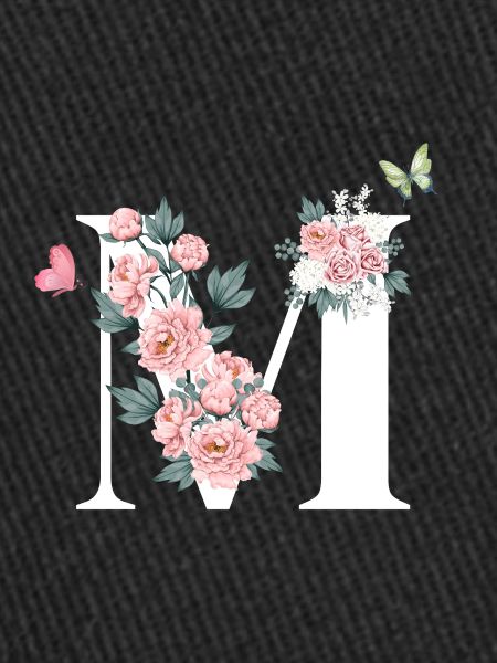 Lettre m fleurs rose