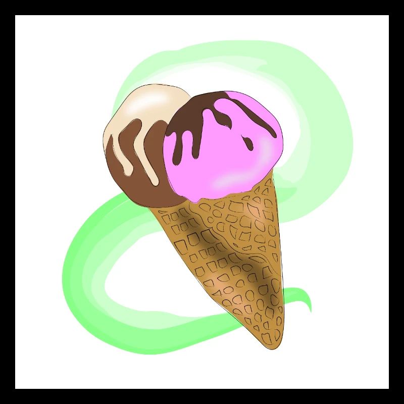 Glace au chocolat et cornet de fraise