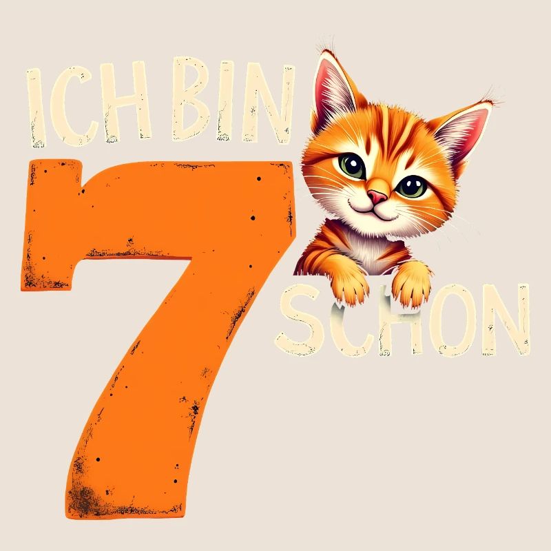 7. Geburtstag Mädchen Junge Katze Ich Bin Schon